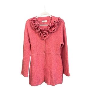 Esteve Sita Murt Made in Spain Wool Blend Pink Ruffle Jacket Size 10 (UK 44) BU3